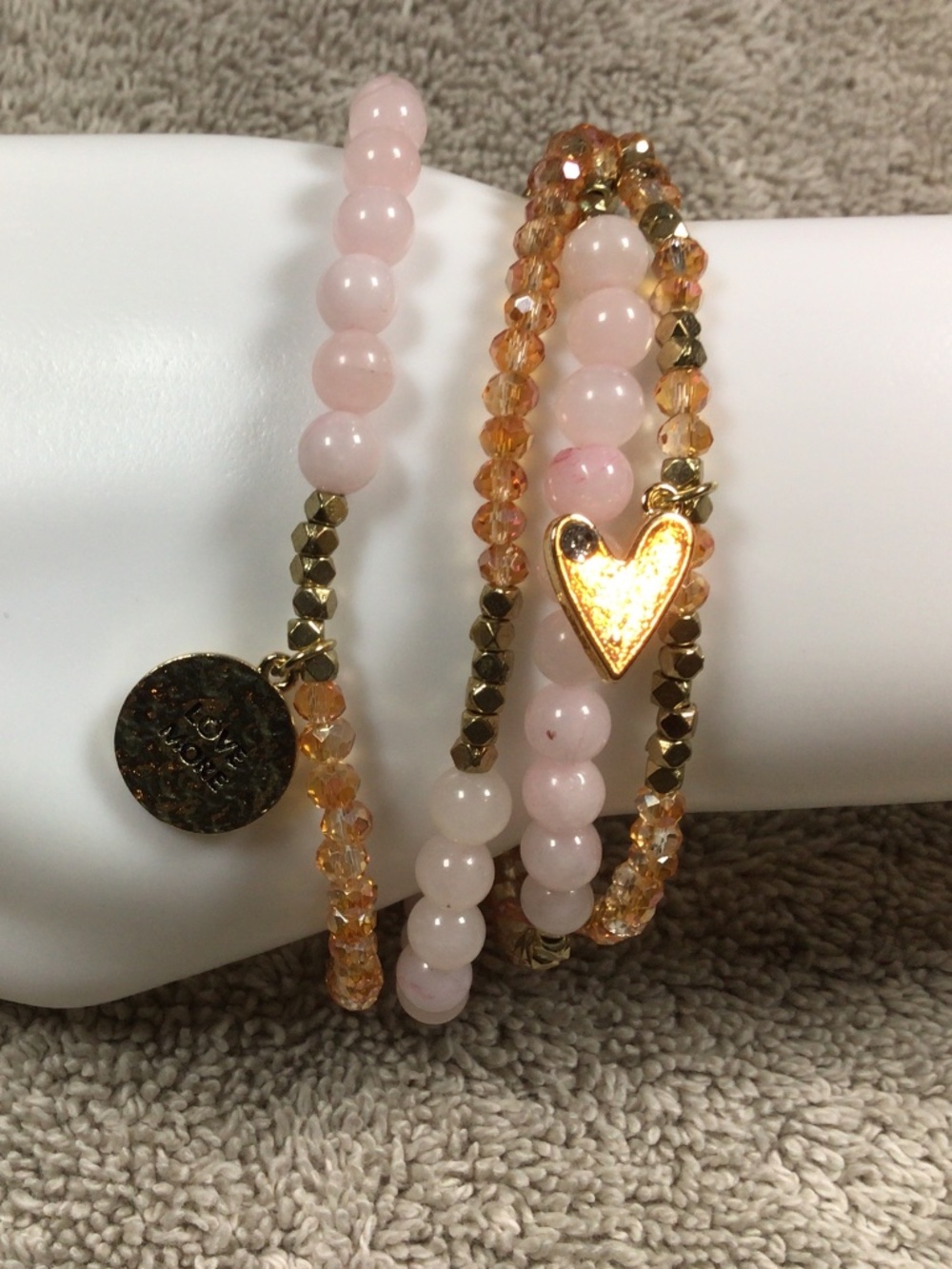 ⁠Soul Stacks Terra Stone Rose Quartz Wrap Bracelet / Necklace Set
